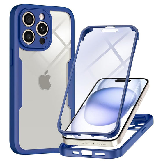 Husă 360 Techsuit ColorVerse cu folie de ecran pentru iPhone 15 Pro Max – albastru