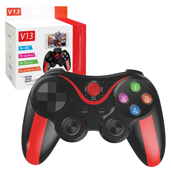 Controller wireless Techsuit V13 pentru telefon și tabletă, Bluetooth 4.0 și 2.4G, 400 mAh, 18 h – roșu