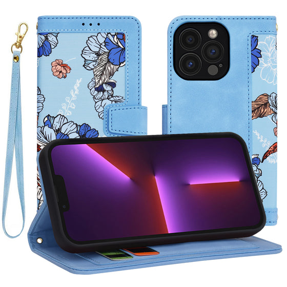 Husă tip carte Techsuit FlipCraft pentru iPhone 13 Pro – albastru intens