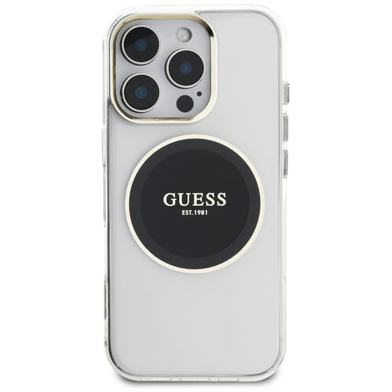 Husă Guess IML Metal Colored Circle MagSafe pentru iPhone 16 Pro – negru