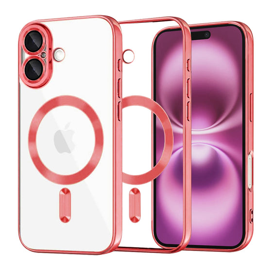 Husă transparentă Techsuit Luxury Crystal MagSafe pentru iPhone 16 Plus – roșu