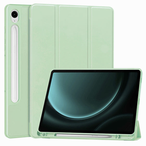 Husă tip carte cu suport stylus Techsuit Flex Trifold pentru Samsung Galaxy Tab S9 / S9 FE / S10 FE – verde matcha