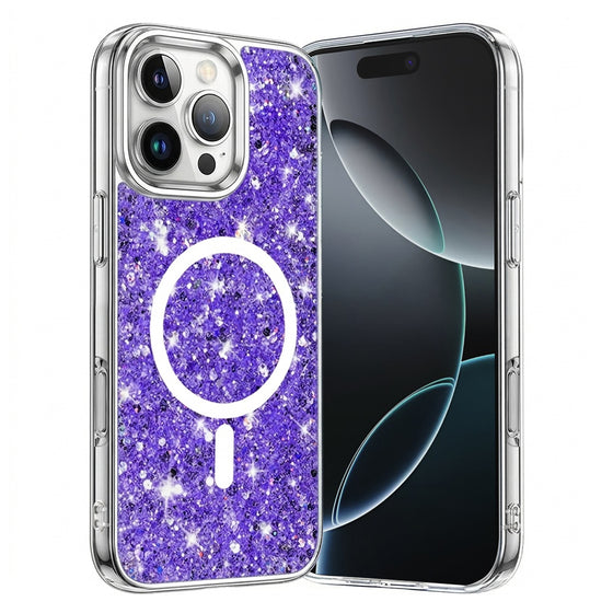 Husă cu sclipici Techsuit Sparkly Glitter MagSafe pentru iPhone 16 Pro – mov
