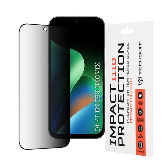 Folie sticlă privacy Techsuit 111D Full Glue pentru Xiaomi Redmi 17 4G / Redmi 17 5G / Poco C95 Pro 4G