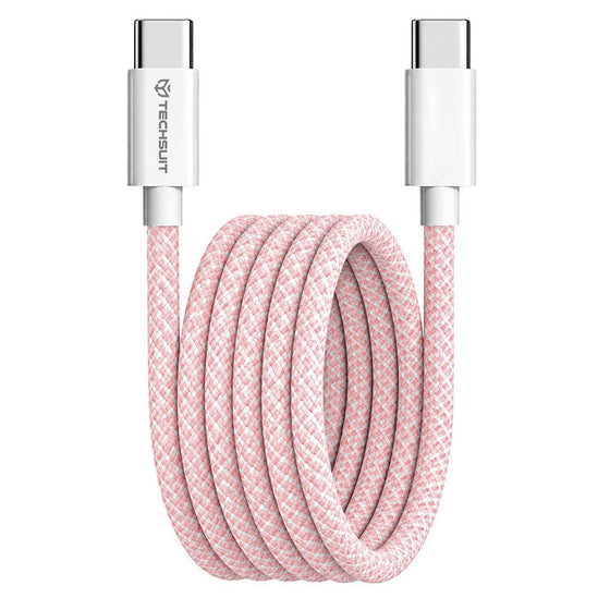 Cablu de date Techsuit LightSync PCB114D, USB-C la USB-C, PD 60W, flexibil, 1 m – roz