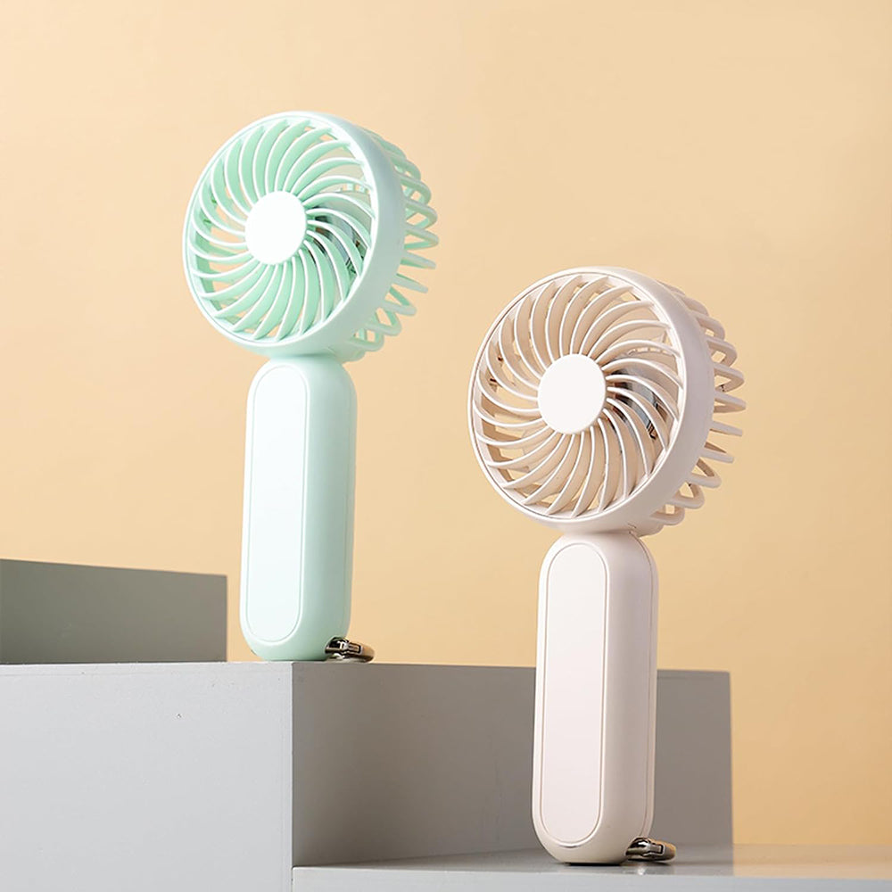 Ventilator de mână reîncărcabil, 3 trepte, auriu / bej – Techsuit A217 – imagine 1