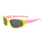 Ochelari soare sport polarizați copii, UV400 – Techsuit 816 – Galben / roz – imagine 3