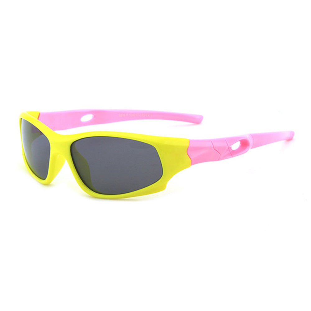 Ochelari soare sport polarizați copii, UV400 – Techsuit 816 – Galben / roz – imagine 3