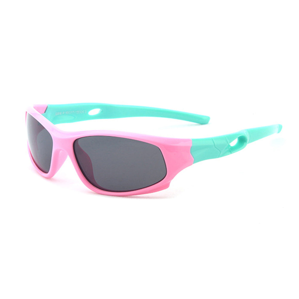 Ochelari soare sport polarizați copii, UV400 – Techsuit 816 – Roz / verde – imagine 5