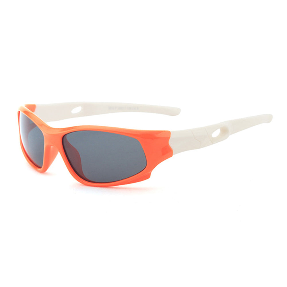 Ochelari soare sport polarizați copii, UV400 – Techsuit 816 – Portocaliu / alb – imagine 9