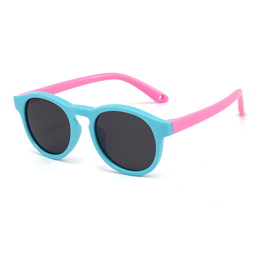 Ochelari soare polarizați bebeluși 0–2 ani, cu bandă – Techsuit 8308 – Albastru lac / roz – imagine 3