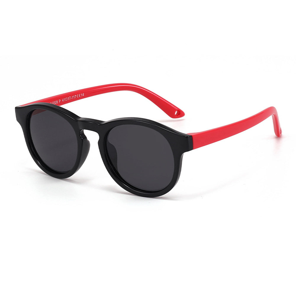 Ochelari soare polarizați bebeluși 0–2 ani, cu bandă – Techsuit 8308 – Negru / roșu – imagine 1