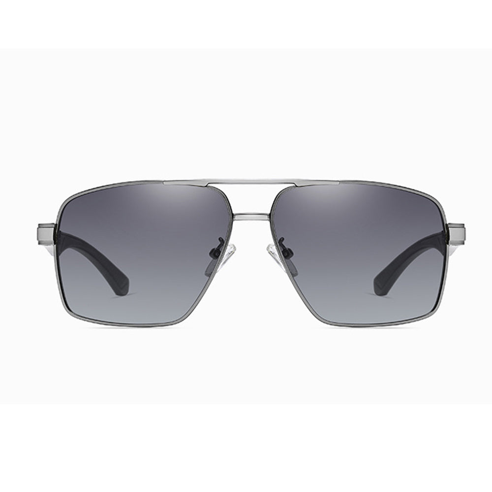 Ochelari de soare aviator polarizați bărbați, ramă aluminiu – Gri metalic / gri închis – imagine 4