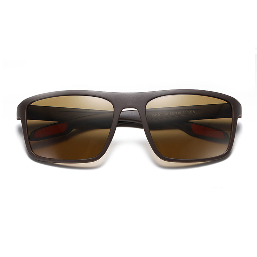 Ochelari de soare polarizați bărbați, ramă ușoară 21 g – Techsuit – Maro mat – imagine 1