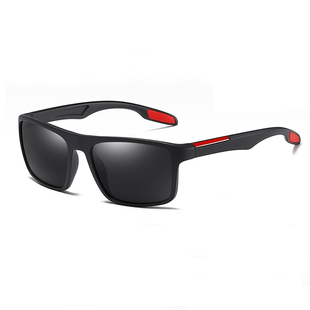 Ochelari de soare polarizați bărbați, ramă ușoară 21 g – Techsuit – Negru mat / roșu – imagine 5