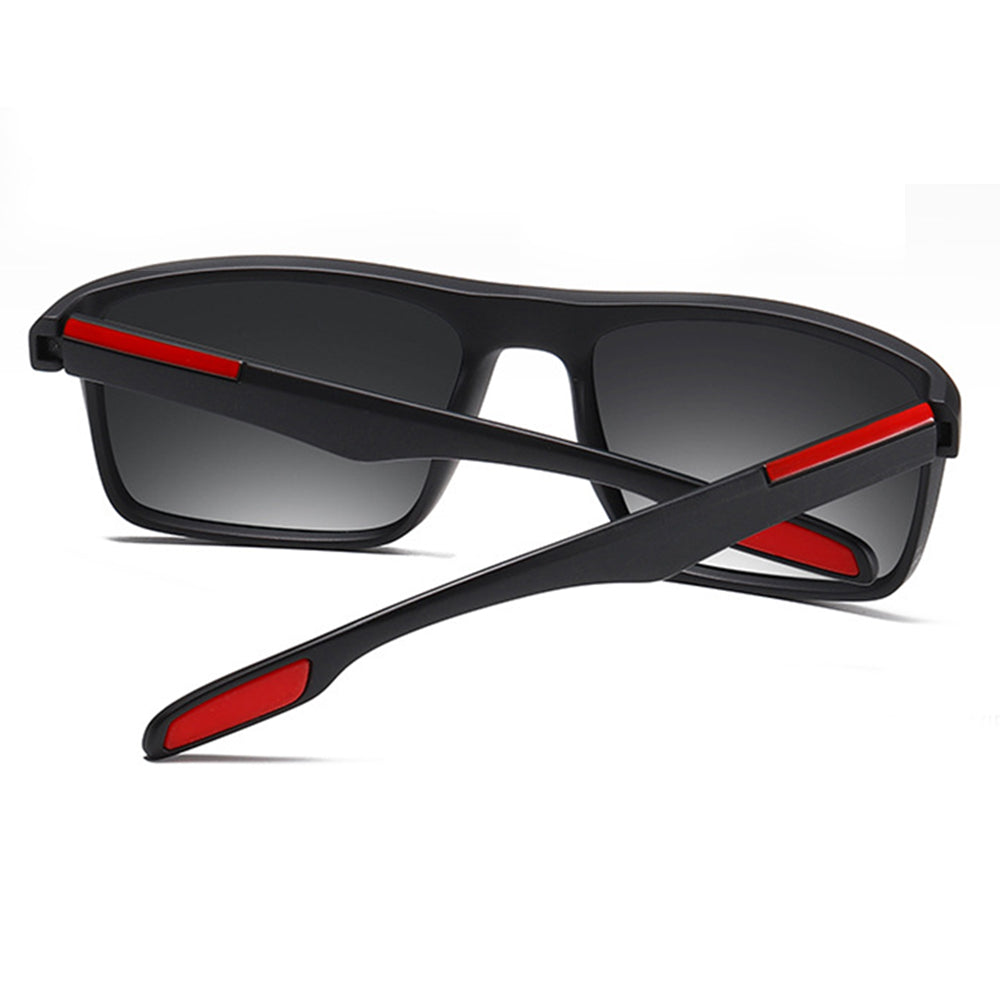 Ochelari de soare polarizați bărbați, ramă ușoară 21 g – Techsuit – Negru mat / roșu – imagine 10