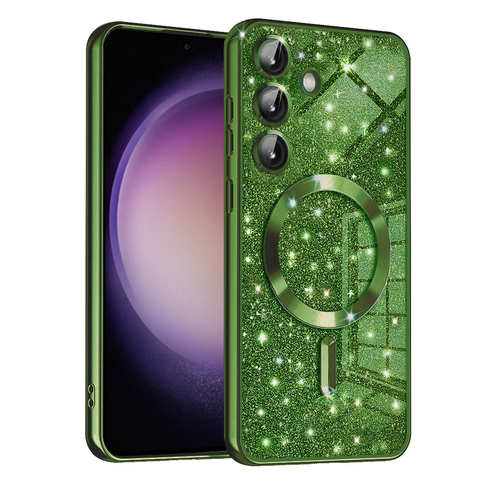 Husă Galaxy S23 FE Techsuit Luxury Glitter MagSafe, verde închis – imagine 1