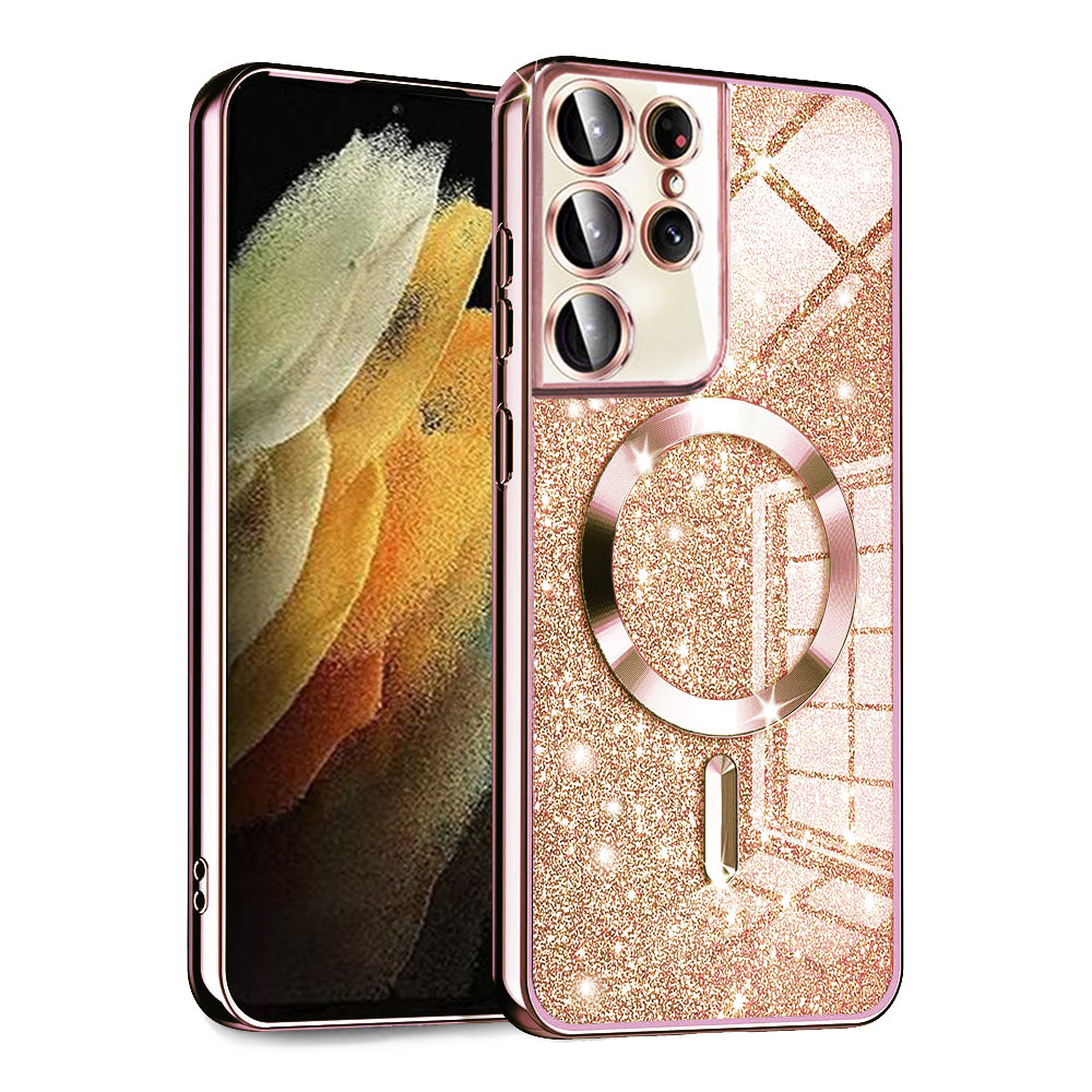 Husă Techsuit Luxury Glitter MagSafe Galaxy S21 Ultra – Auriu roz – imagine 5