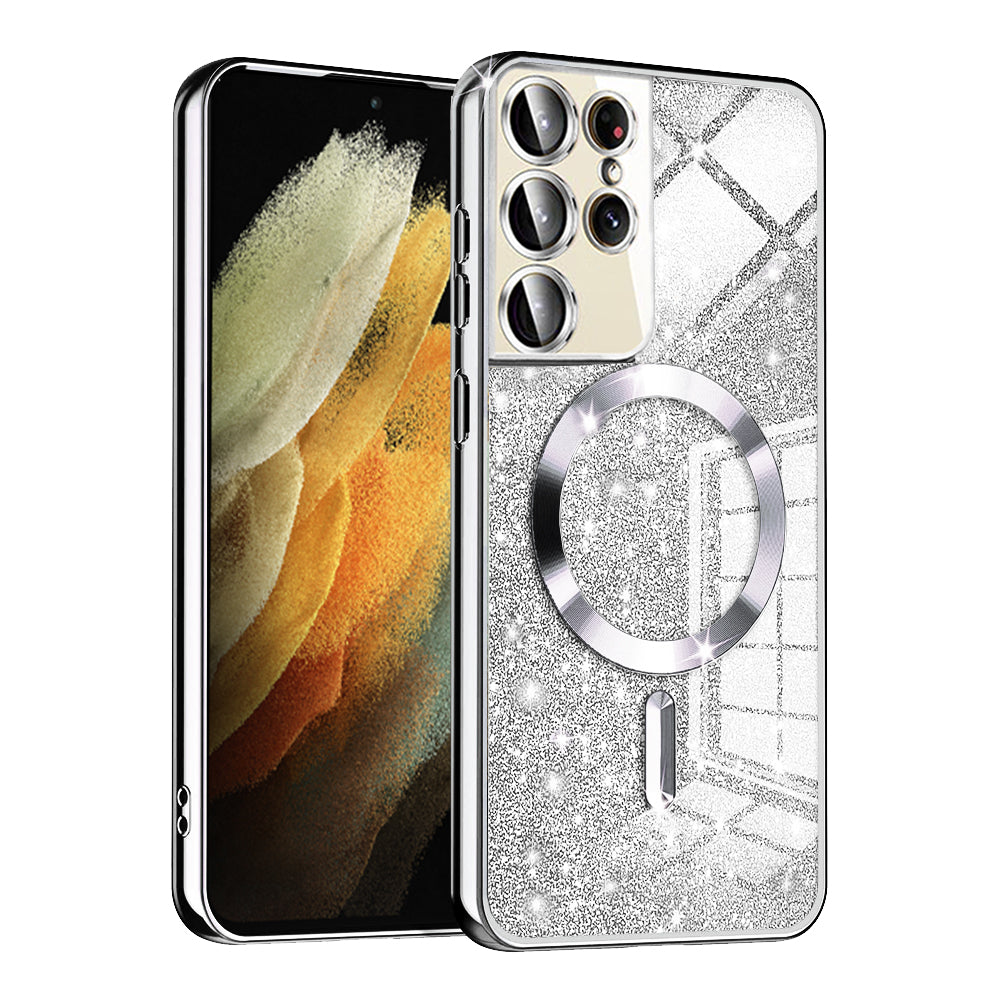 Husă Techsuit Luxury Glitter MagSafe Galaxy S21 Ultra – Argintiu – imagine 3