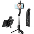 Selfie stick cu trepied și lumină, 107 cm, negru – Techsuit C01s – imagine 1