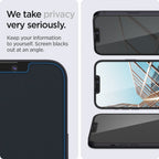 Folie de sticlă privacy Spigen Glas.tR EZ Fit pentru iPhone 13 Pro Max / 14 Plus – imagine 6