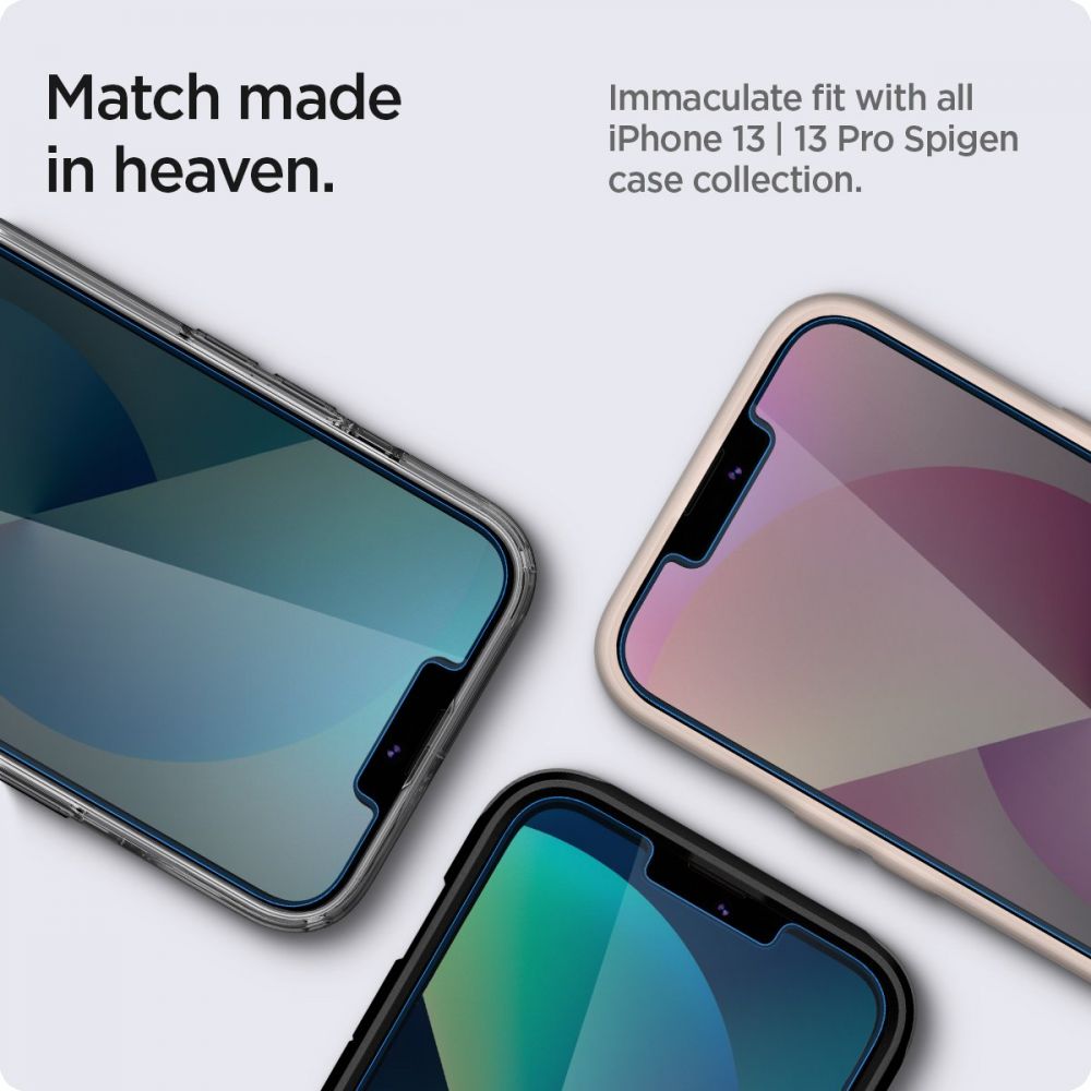 Folie de sticlă privacy Spigen Glas.tR EZ Fit pentru iPhone 13 / 13 Pro / 14 / 16e / 17e – imagine 4