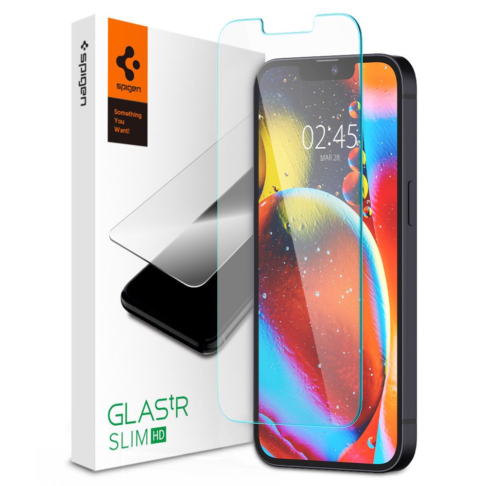 Folie de sticlă Spigen Glas.tR Slim pentru iPhone 13 / 13 Pro / 14 / 16e / 17e – Transparentă HD – imagine 1