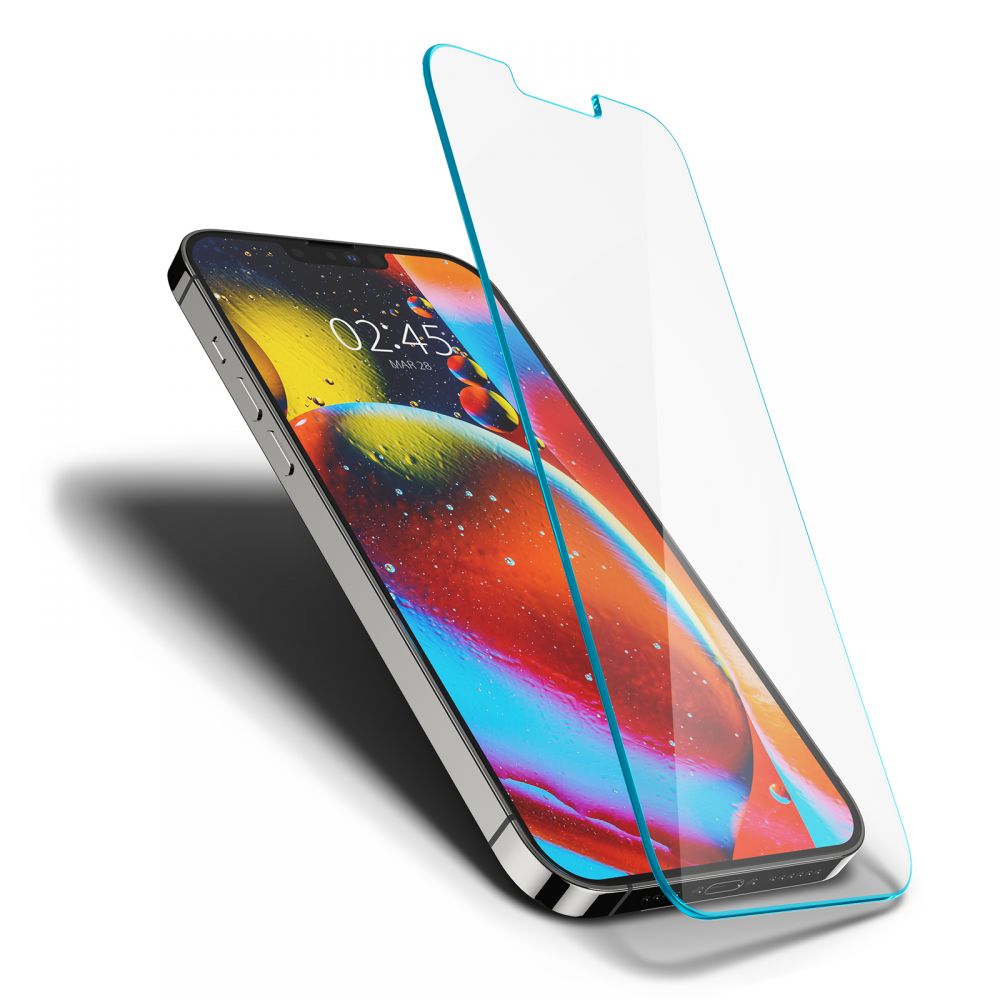 Folie de sticlă Spigen Glas.tR Slim pentru iPhone 13 / 13 Pro / 14 / 16e / 17e – Transparentă HD – imagine 4