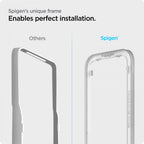 Folie de sticlă Spigen Glas.tR AlignMaster cu ramă neagră pentru iPhone 13 / 13 Pro / 14 / 16e / 17e – 1 folie – imagine 3