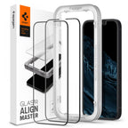 Folie de sticlă Spigen Glas.tR AlignMaster cu ramă neagră pentru iPhone 13 / 13 Pro / 14 / 16e / 17e – 2 folii – imagine 8