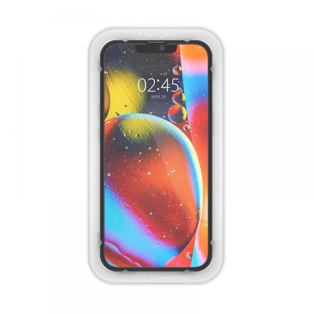 Folie de sticlă Spigen Glas.tR AlignMaster cu ramă neagră pentru iPhone 13 / 13 Pro / 14 / 16e / 17e – 2 folii – imagine 10