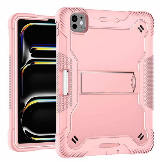 Husă rezistentă Techsuit Rugged TabShell cu folie pentru iPad Pro 13 (2024 / 2025), cu stand – roz auriu