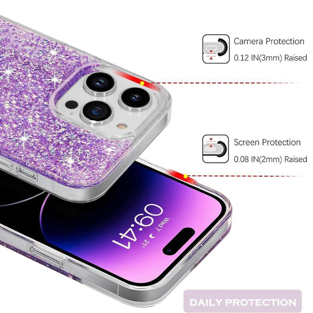 Husă Motorola Moto G14 cu sclipici Techsuit Sparkly Glitter, albastru – imagine 2
