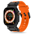 Curea Apple Watch 42 / 44  Techsuit W064, silicon, negru/portocaliu – imagine 1