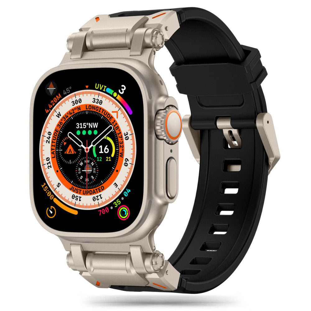 Curea Apple Watch 42 / 44 / 45  Techsuit W064, silicon, argintiu/negru – imagine 1