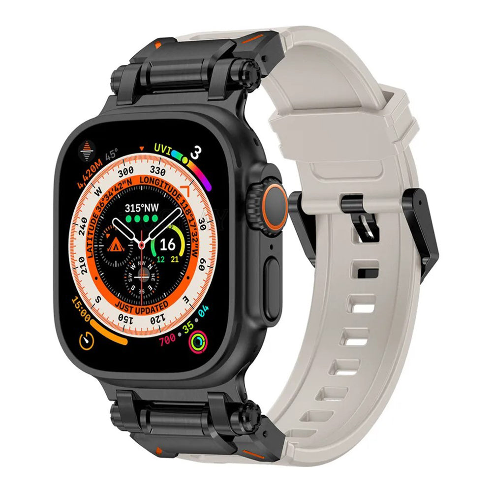 Curea Apple Watch 42 / 44 / 45 / 46  Techsuit W064, silicon, negru/gri – imagine 1