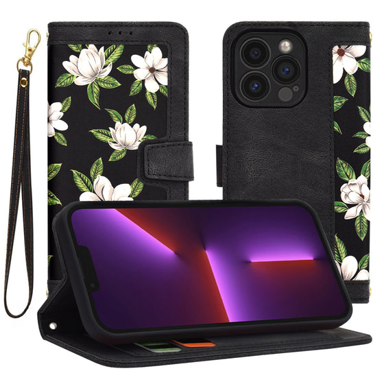 Husă tip carte Techsuit FlipCraft pentru iPhone 13 Pro – model floral
