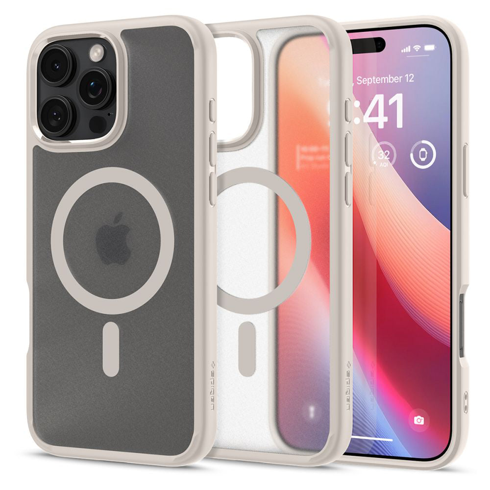 Husă Spigen Ultra Hybrid MagSafe iPhone 16 Pro Max – Frost Natural Titanium (titan mat) – imagine 9