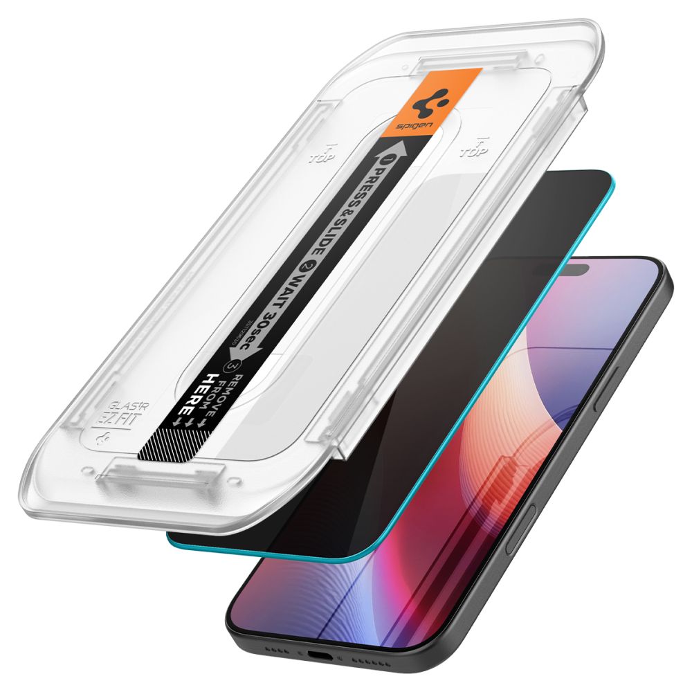 Folie privacy Spigen EZ Fit iPhone 17 Pro / 17 / 16 Pro, 2 buc. – imagine 3 din 7