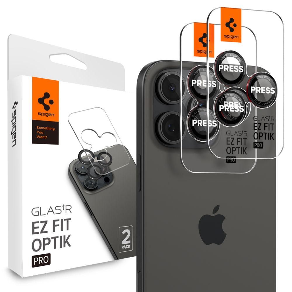 Protecție cameră Spigen Optik.tR EZ Fit Pro pentru iPhone 14 Pro / 15 Pro / 16 Pro / 17 Pro (inclusiv Pro Max) – Negru cu inel roșu – imagine 5