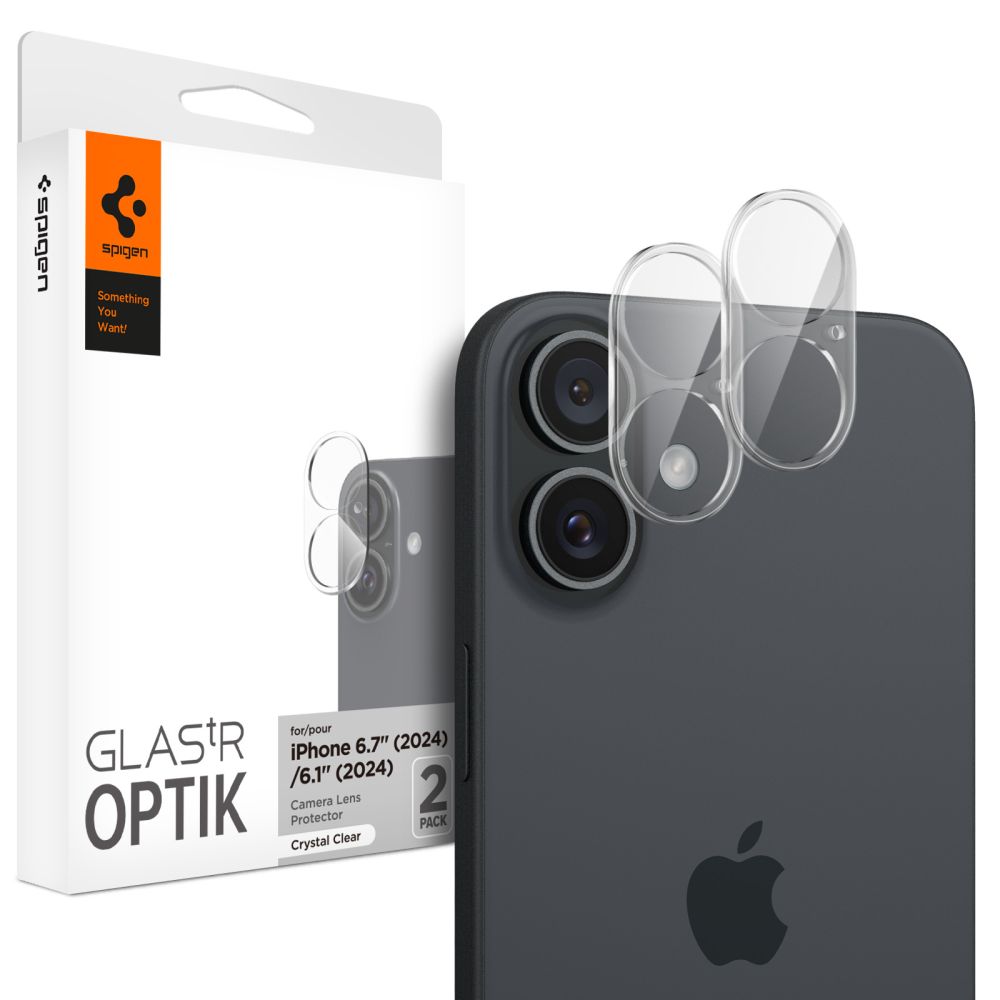 Protecție cameră Spigen Optik.tR pentru iPhone 16 / 16 Plus – Transparent – imagine 1