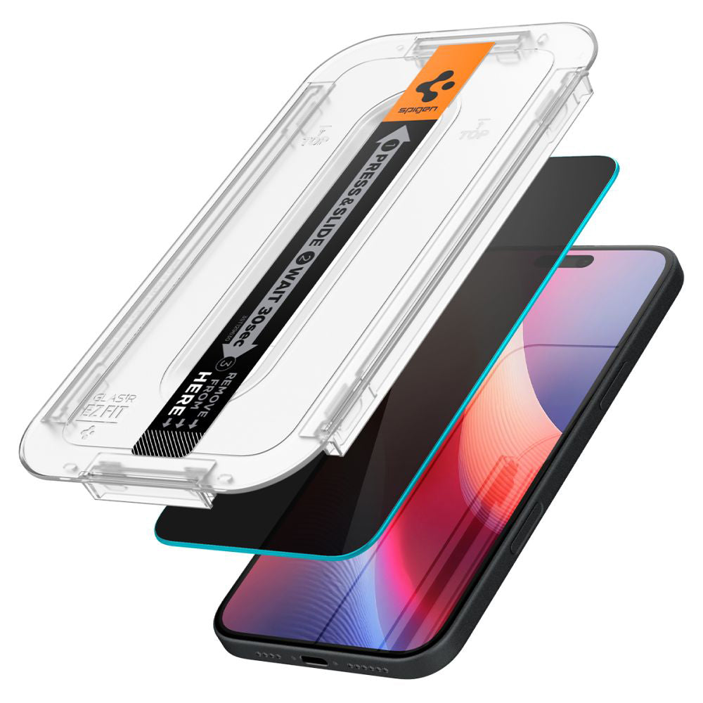 Folie de sticlă privacy Spigen Glas.tR EZ Fit pentru iPhone 15 / 16 – imagine 5