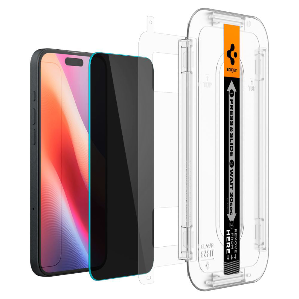 Folie de sticlă privacy Spigen Glas.tR EZ Fit pentru iPhone 15 / 16 – imagine 2