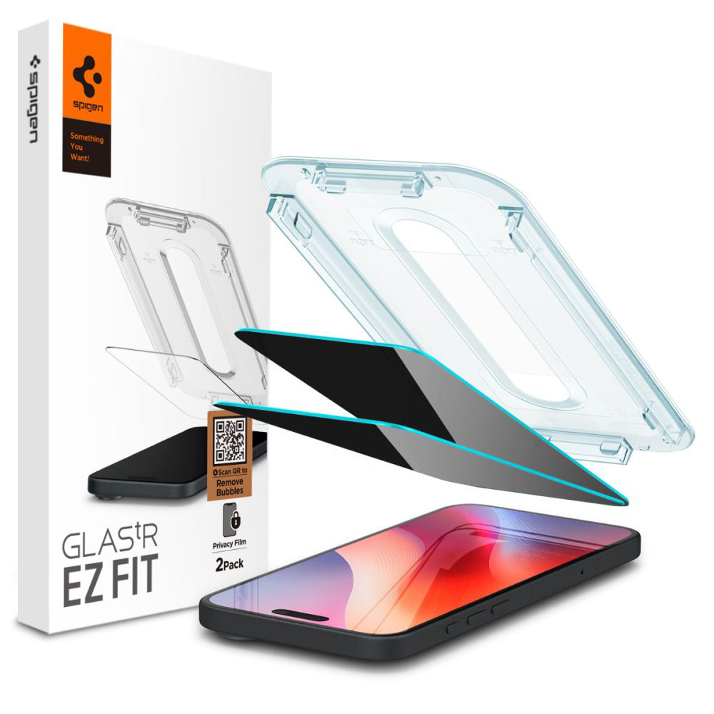 Folie de sticlă privacy Spigen Glas.tR EZ Fit pentru iPhone 15 / 16 – imagine 1