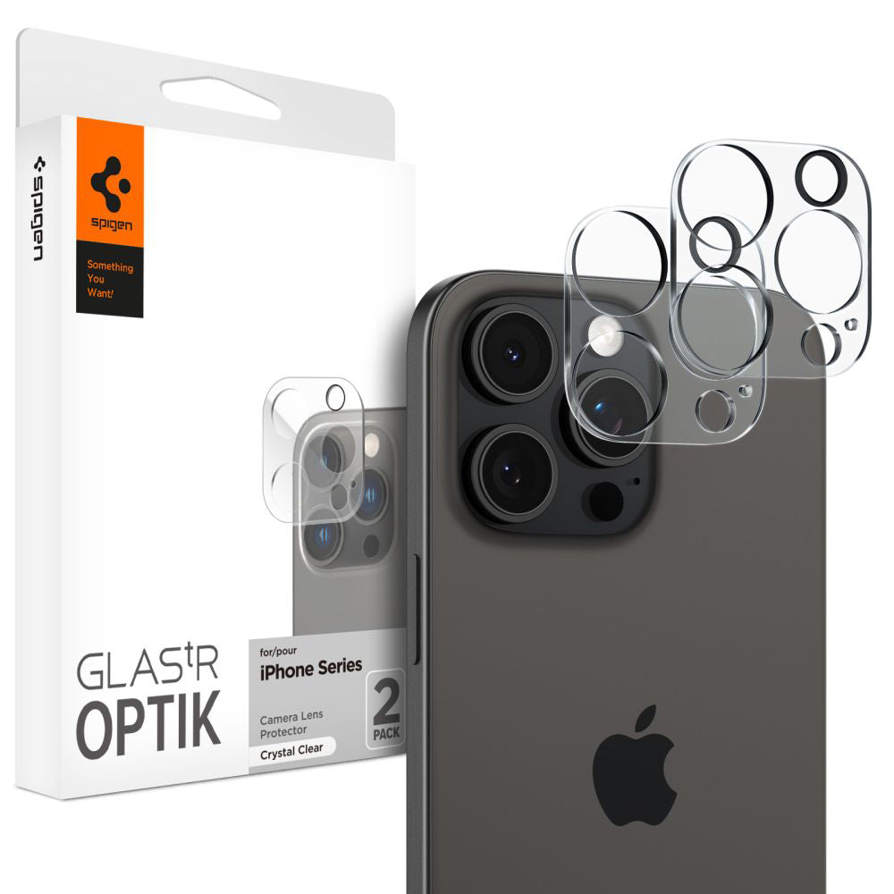 Protecție cameră Spigen Optik.tR pentru iPhone 14 Pro / 15 Pro / 16 Pro (inclusiv Pro Max) – Transparent – imagine 1