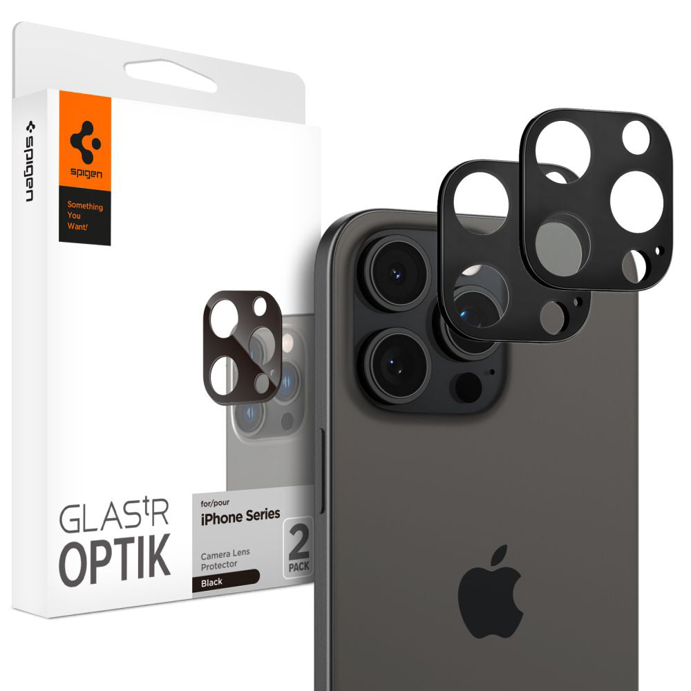Protecție cameră Spigen Optik.tR pentru iPhone 14 Pro / 15 Pro / 16 Pro (inclusiv Pro Max) – Negru – imagine 8