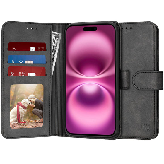 Husă tip carte Techsuit Diary Book pentru iPhone 16 Plus – negru