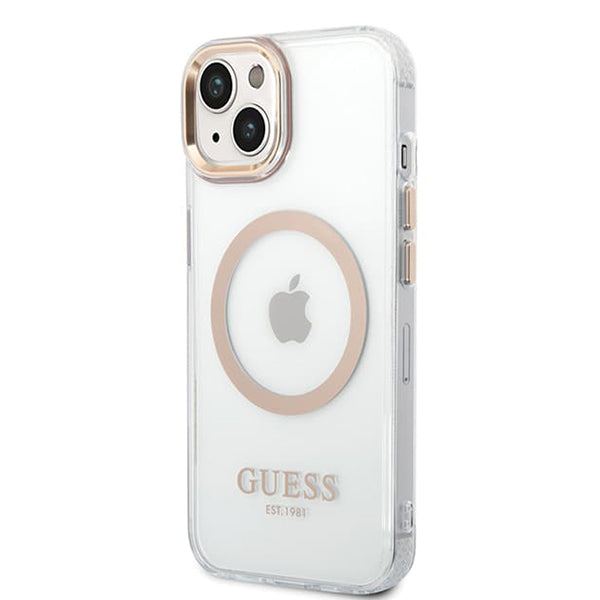 Husă Guess iPhone 15 Plus Metal Outline MagSafe, auriu – imagine 2