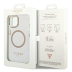 Husă Guess iPhone 15 Plus Metal Outline MagSafe, auriu – imagine 6