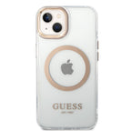 Husă Guess iPhone 15 Plus Metal Outline MagSafe, auriu – imagine 1